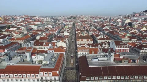 Rua Augusta with the famous Augusta Arch in Lisbon, Portugal Stock Footage 58818567
