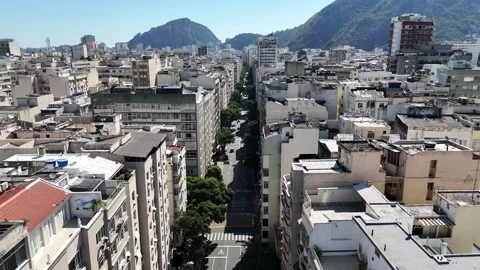 Rua Barata Ribeiro Through Copacabana, Rio, Aerial View Video stock 328023277