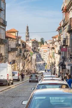 Rua de Trinta e Um de Janeiro is a street in the city of Porto View toward... Stock Photos