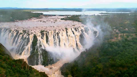 Ruacana Falls in flood Stock Footage 310668797