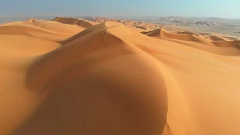 Rub' al Khali, aka Empty Quarter desert, Arabian Peninsula. Flying over curve Stock Footage 132642164