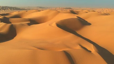 Rub' al Khali (Empty Quarter), Arabian Peninsula. Flying over sand dunes in Stock Footage 129163240