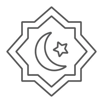 Rub El Hizb thin line icon, ramadan and islam, islamic star sign, vector Stock Illustration