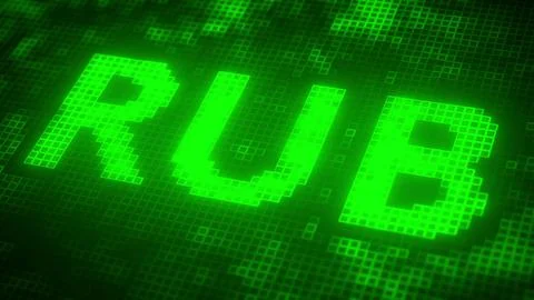 RUB text made of pixels on the screen, 3D rendering Stockillustratie
