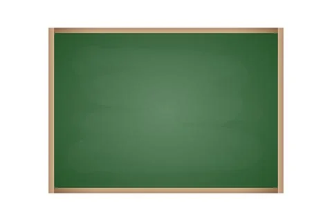 Rubbed out chalkboard with empty green space. Realistic blackboard with wooden Stock Illustration