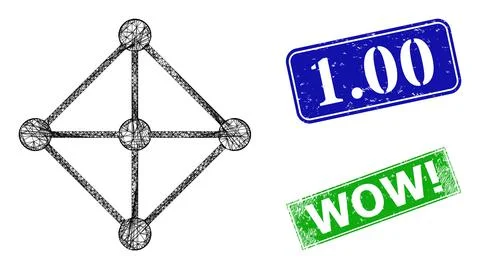 Rubber 1.00 Badges and Triangular Mesh Rhombus Grid Nodes Icon Illustrazione stock