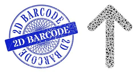 Rubber 2D Barcode Seal and Triangle Arrow Up Mosaic Stock-Illustration