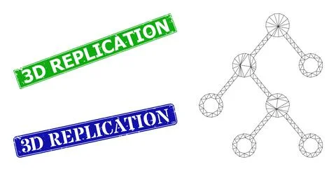 Rubber 3D Replication Seals and Triangle Mesh Binary Chart Nodes Icon 스톡 일러스트