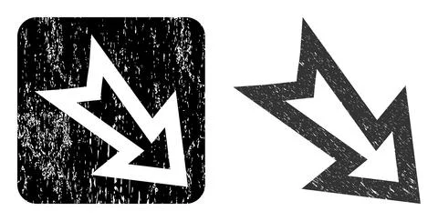 Rubber Arrow Right Down Subtracted Stamp Seal Stock Illustration