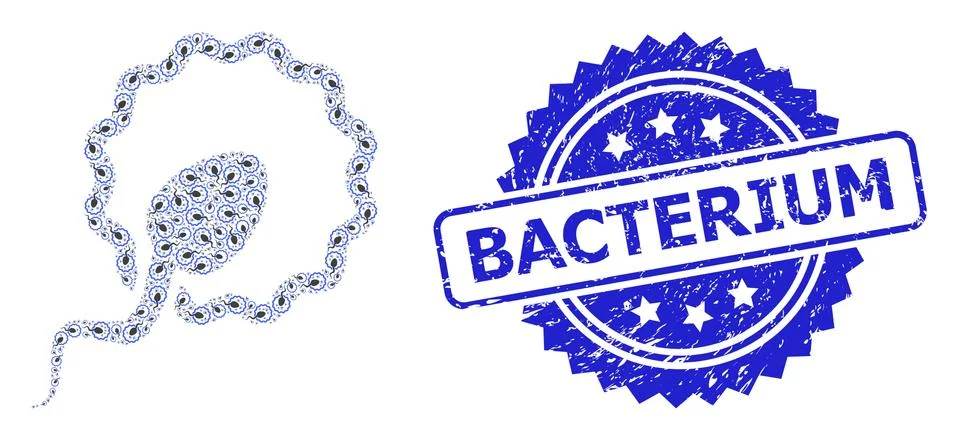 Rubber Bacterium Stamp and Recursive Cell Insemination Icon Mosaic Stock Illustration
