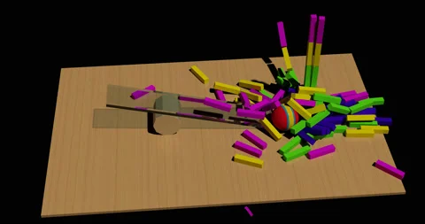 Rubber ball hits bars, 4K, 3d render Stock Footage 89164653