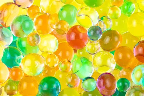 Rubber balls of hydrogel at the maximum extended state Stock Photos