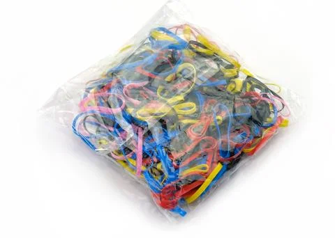 Rubber bands silicone colored thin in packaging Stock Photos