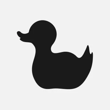 Rubber bath duck flat icon. Black silhouette on white background Stock Illustration