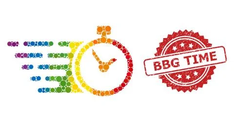 Rubber Bbg Time Stamp and Rainbow Time Collage Illustrazione stock