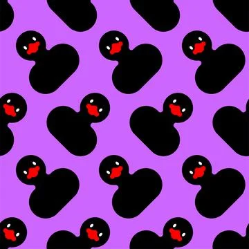 Rubber black duck pattern seamless. Children's toy background. Baby fabric or Stock Illustration