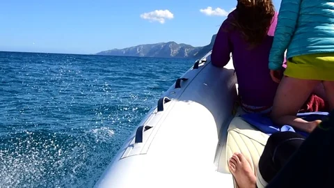 Rubber boat at full speed Stock Footage 91612206