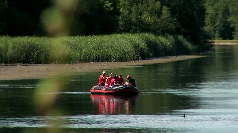 Rubber boat on isar river Stock Footage 7761600