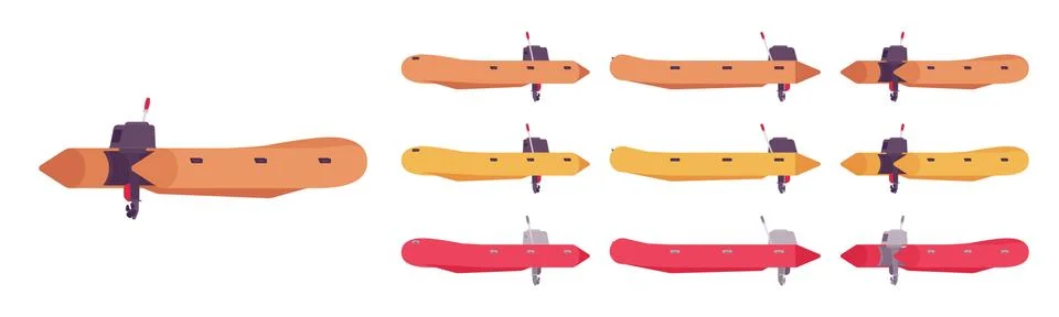 Rubber boat set Stock Illustration