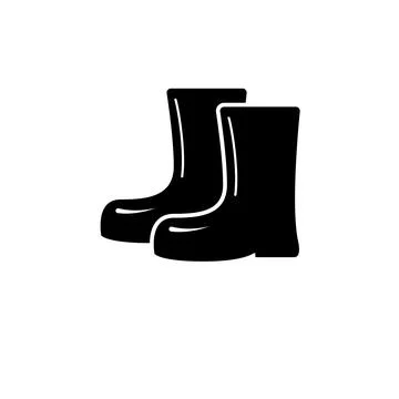Rubber Boot, Gumboots Solid Flat Vector Icon Isolated on White Background Stock Illustration