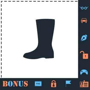 Rubber boots icon flat Stock Illustration