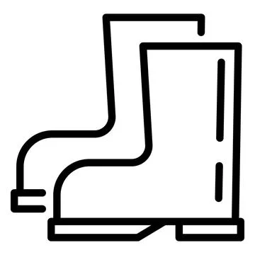 Rubber Boots Line Icon Vector with Editable Stroke Stock Illustration