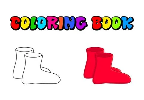 Rubber boots outline, cartoon simple gumboots isolated on white background Stock Illustration