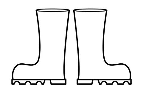 Rubber boots outline vector design. Wellington boot contour illustration isol Stock Illustration