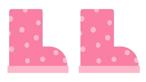 Rubber boots with polka dots. Vector flat illustration. Spring, autumn, summer Stock Illustration