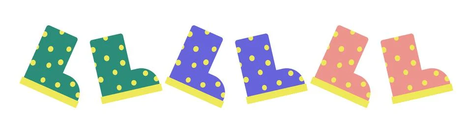 Rubber boots with polka dots. Vector pattern flat illustration. Spring, autumn Stock Illustration