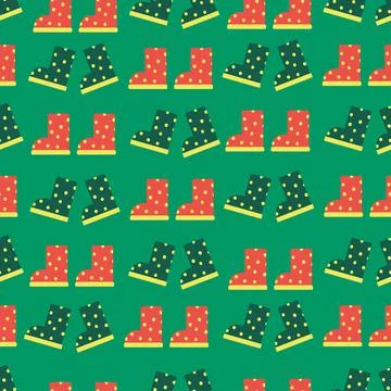 Rubber boots with polka dots. Vector pattern flat illustration. Spring, autumn 스톡 일러스트