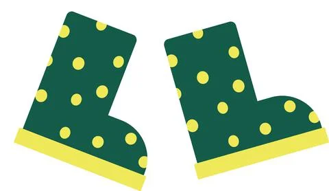 Rubber boots with polka dots. Vector flat illustration. Spring, autumn, summer Stock Illustration