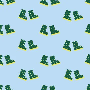 Rubber boots with polka dots. Vector pattern flat illustration. Spring, autumn Stockillustratie