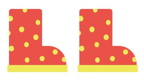 Rubber boots with polka dots. Vector pattern flat illustration. Spring, autumn Stock Illustration