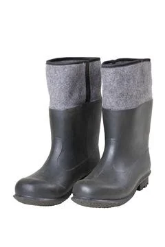 Rubber boots for production workers. Work clothes which workers working in th Stock Photos