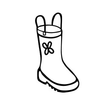 Rubber boots. Vector illustration in doodle style Stock Illustration