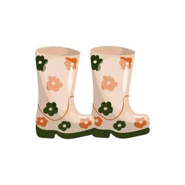 Rubber boots vector illustration. Personal protective equipment, footwear. In Stock Illustration