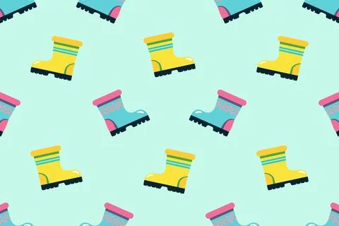 Rubber Boots Vector Pattern Stock Illustration
