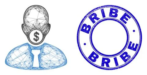 Rubber Bribe Stamp and Linear Irregular Mesh Hush Money Icon Stock Illustration