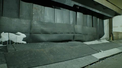 Rubber Bullet Trap at an Indoor Shooting Range, Backstop Detail, Wide Shot Vídeo Stock 341319632