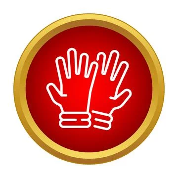 Rubber cleaning gloves outlined in red circle icon Stock Illustration