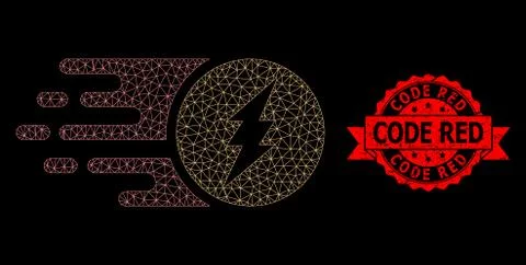 Rubber Code Red Seal and Web Mesh Electric Charge Illustrazione stock