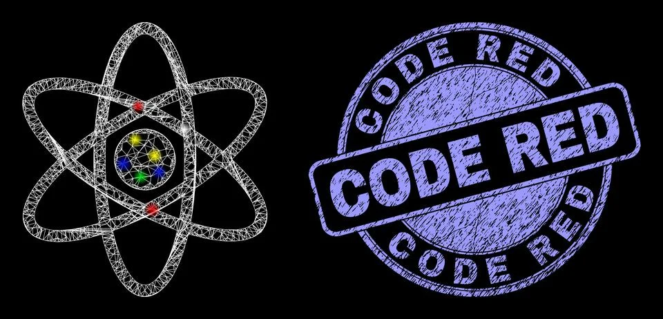 Rubber Code Red Seal and Light Net Atom Model 스톡 일러스트