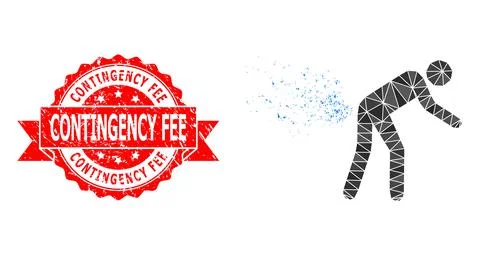Rubber Contingency Fee Stamp Seal And Farting Person Polygonal Mocaic Icon Stock Illustration