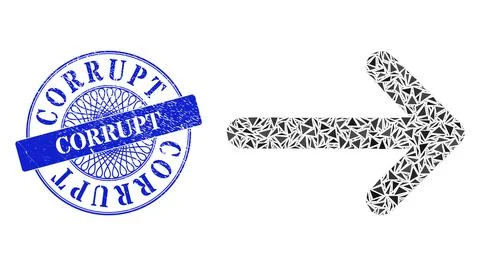 Rubber Corrupt Stamp and Triangle Arrow Right Mosaic 스톡 일러스트