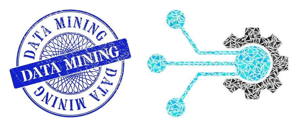 Rubber Data Mining Stamp and Triangle Smart Cog Mosaic Ilustración de archivo
