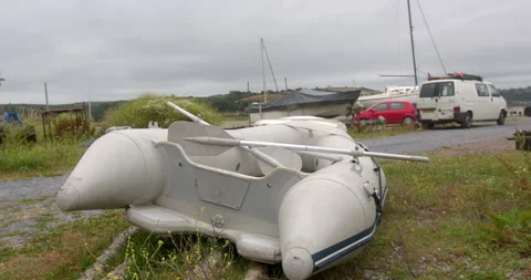 Rubber Dingy on the Grass Stock Footage 227134205