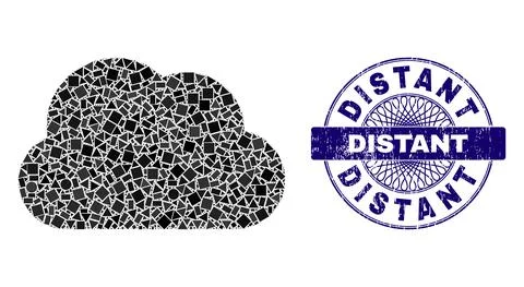 Rubber Distant Stamp and Geometric Cloud Mosaic Stockillustratie