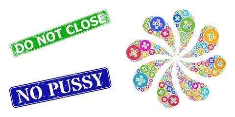 Rubber Do Not Close Seals and Deny Icon Colorful Rotation Flower 스톡 일러스트