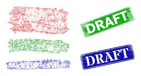 Rubber Draft Stamps and Triangular Mesh Colored Charcoal Texture Stripes Icon Stock Illustration
